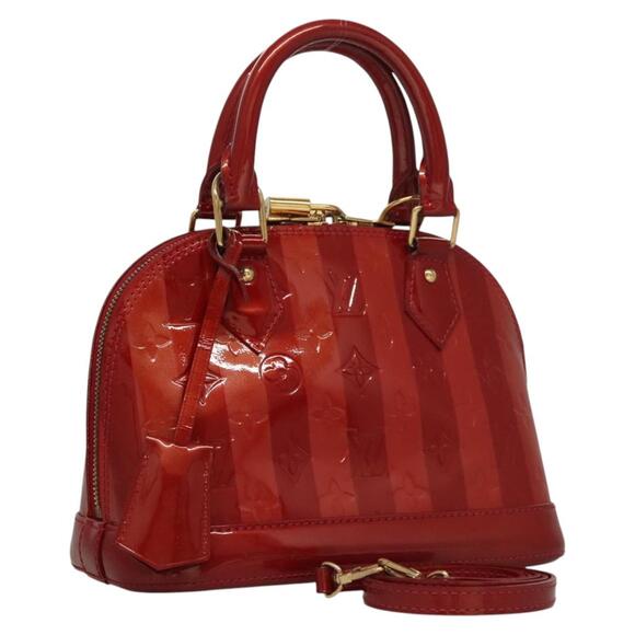 LOUIS VUITTON Vernis Rayure Alma BB Bag Pomme D'amour M91593 - Picture 1 of 16